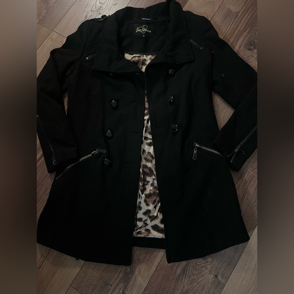 Sam Edelman Black Double-Breasted Trench Coat Small - Picture 3 of 7